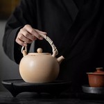 陶瓷提梁壶 藤编烧水壶电陶炉明火通用家用陶壶煮茶耐高温