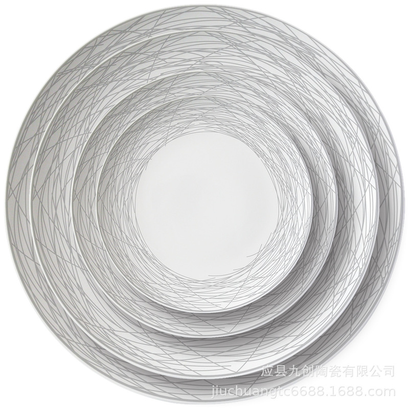 Wholesale Shanxi Silver Edge Ceramic Tableware Hotel high quality Cooking Plate Dinner Plate Set Tableware Dishes suit