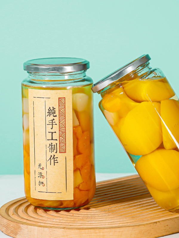 Glass Jars, Fruit Canning Bottles, Empty Bottles That Can Be Steamed and Withstand High Temperatures, Sealed, Used for Yellow Peach Preserves, and for Making Tomato Sauce