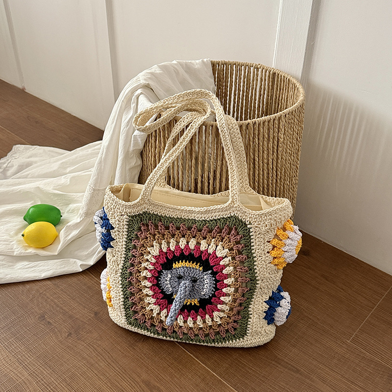 Bolsas de tejido transfronterizas para mujeres 2026 verano nuevo balneario vacaciones bolsa de playa de viaje simple bolsa de mano