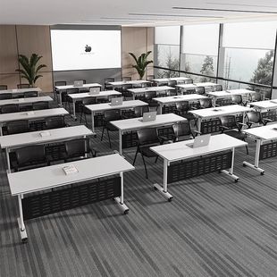 Folding Conference Table Student Tutoring Desk and Chair Long Desk Hotel Office Mobile Splicing Education Training Table