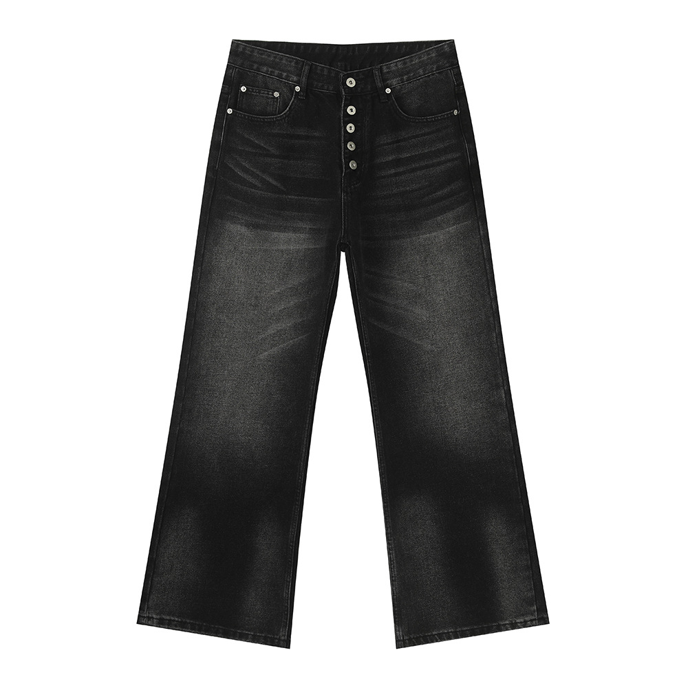 MTLCLOTHES Hombres| Diseño coreano multi-botón blanco pulido micro-cuerno suelto vaqueros lavado con agua de moda universal