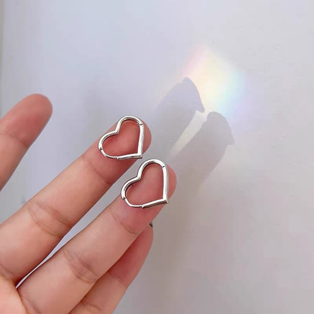 1 Pair Simple Style Heart Shape Polishing Stainless Steel Earrings display picture 1