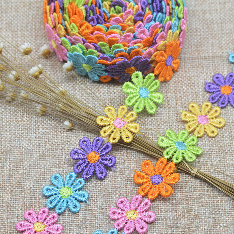 Encaje Bordado Soluble en Agua de 6 Colores de Seda de Poliéster para Ropa y Decoración image 3