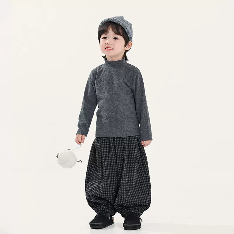 畅果童装男童打底衫半高领儿童冬季新款中小童纯色内搭男孩上衣