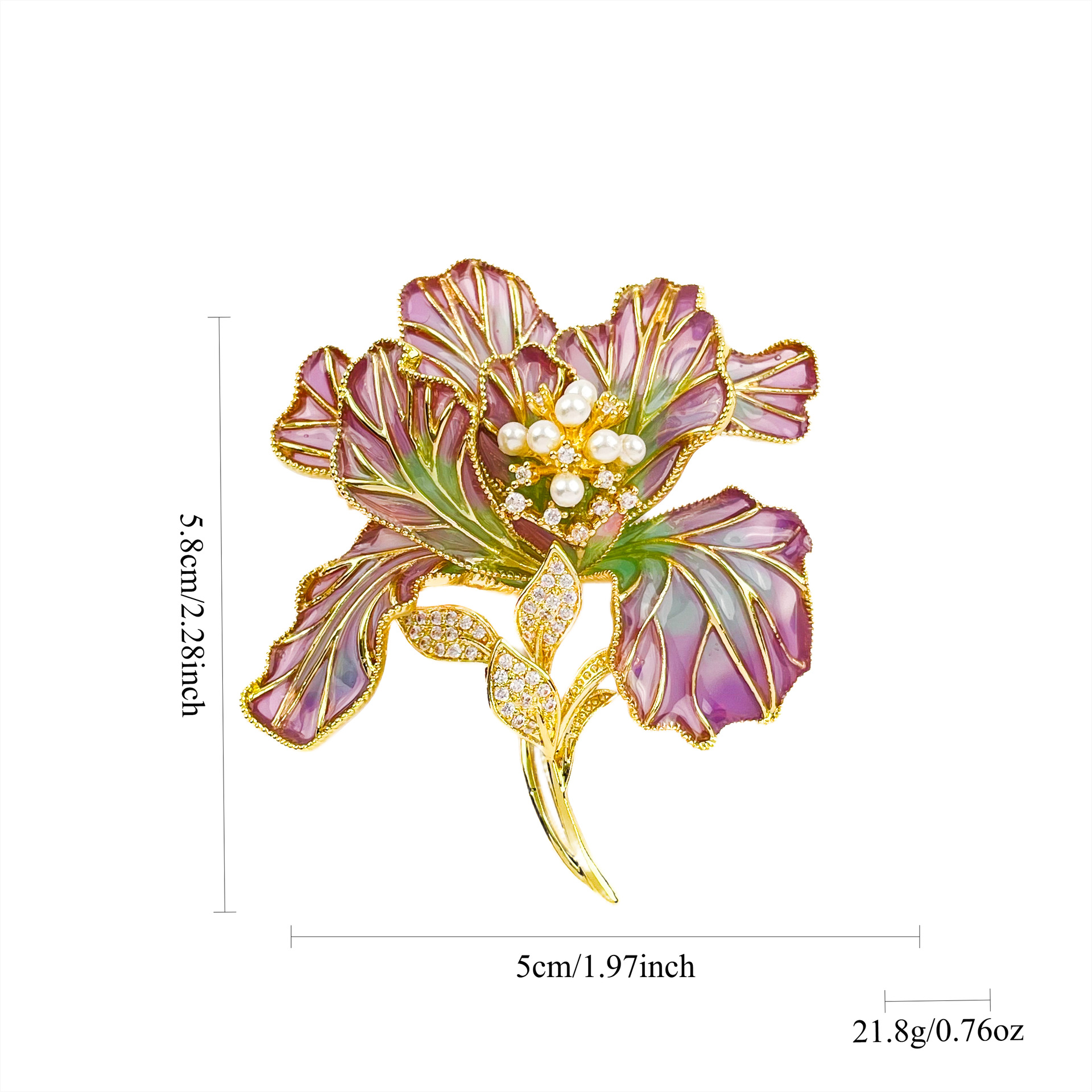 New Gradient Purple Enamel Peony Flower Brooch, Elegant and Stylish, Chinese Style Coat, Hanfu, Cheongsam Accessory Brooch