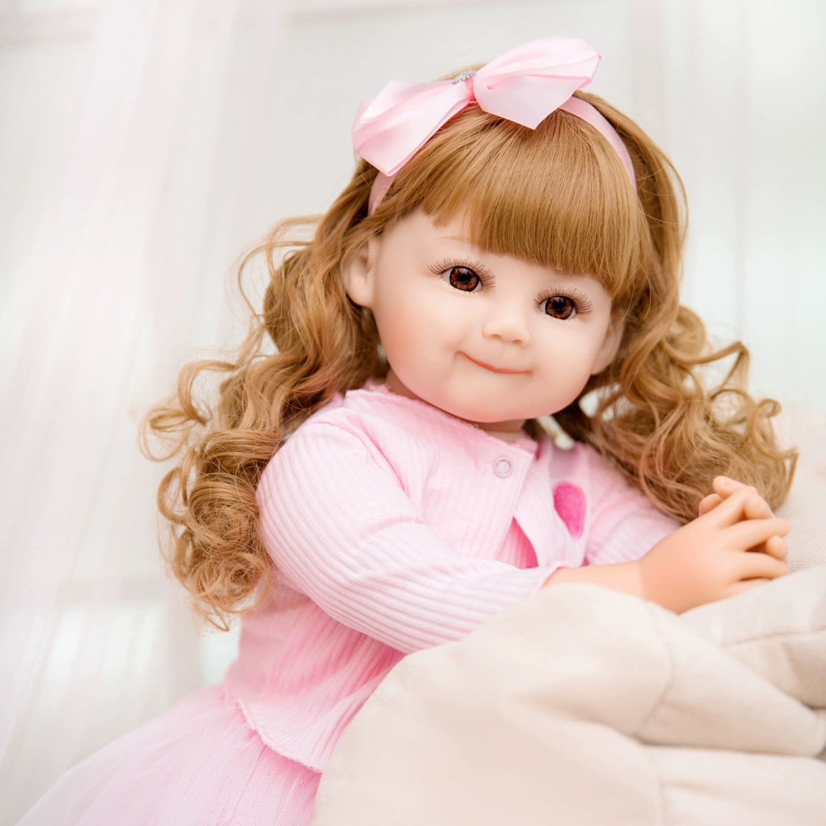 KEIUMI 24 дюйма (60 см) кукла с тканевым телом UU, милый реборн с париком, набор