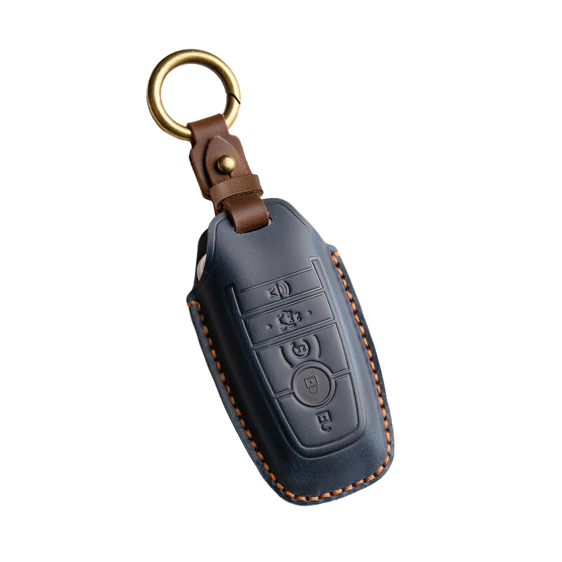 Retro Key Cover Suitable for Ford Focus Mondeo Cover Edge Leather Shell Pure Handmade Key Bag Buckle