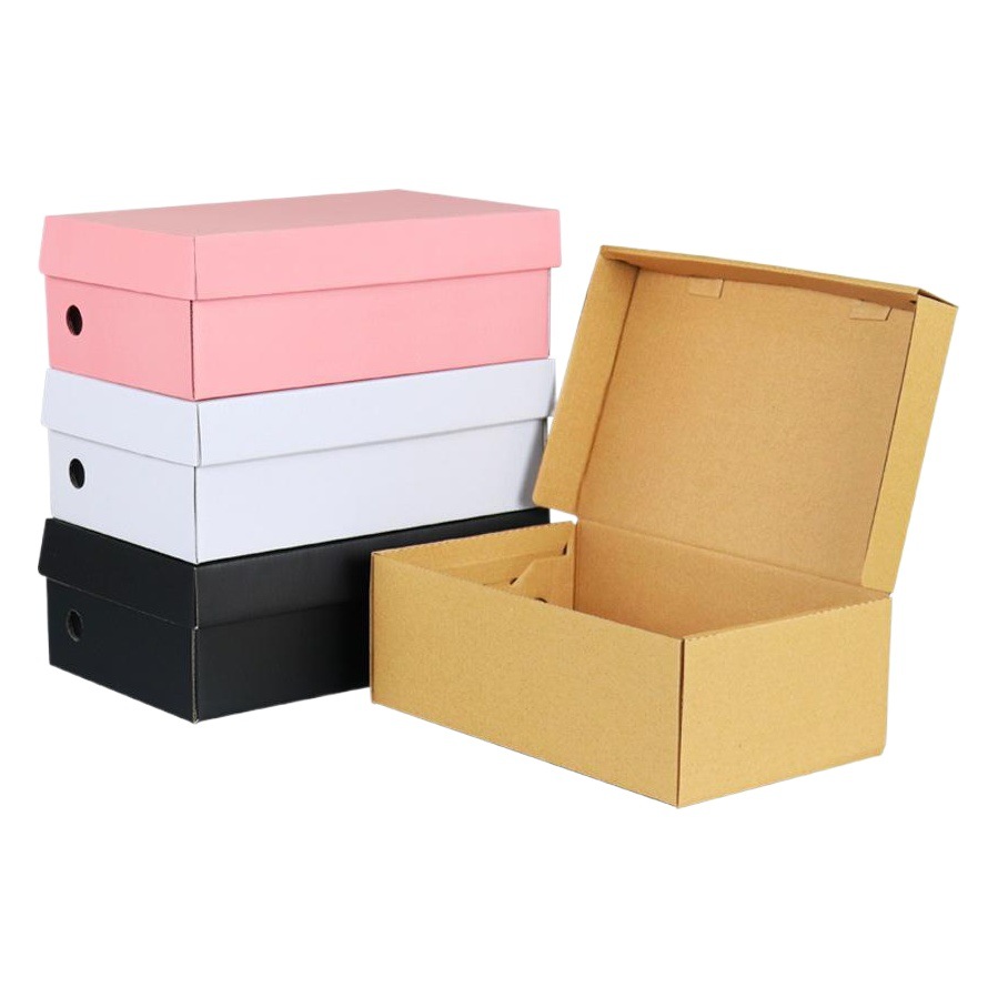 Caja de zapatos caja de cartón al por mayor caja exterior cartón de almacenamiento caja de embalaje de color plegable caja de papel Kraft
