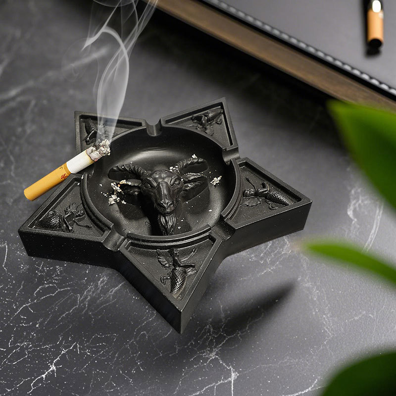 Direct supply five-pointed star mann gothic black goat head ashtray angel skeleton devil decorative desktop ornaments