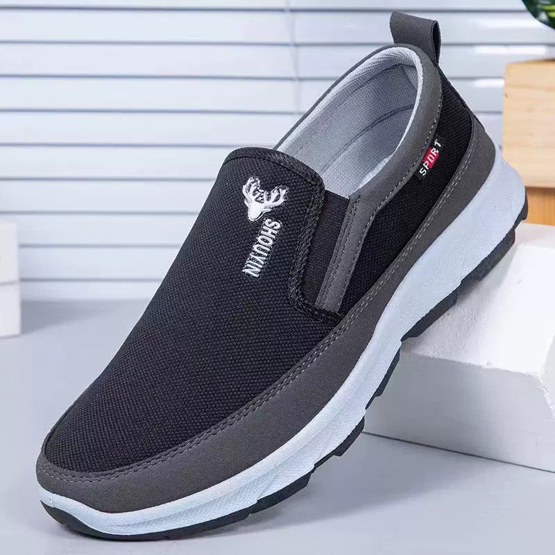 老北京布鞋2025新款一脚蹬男士休闲单鞋中老年软底一件代发爸爸鞋