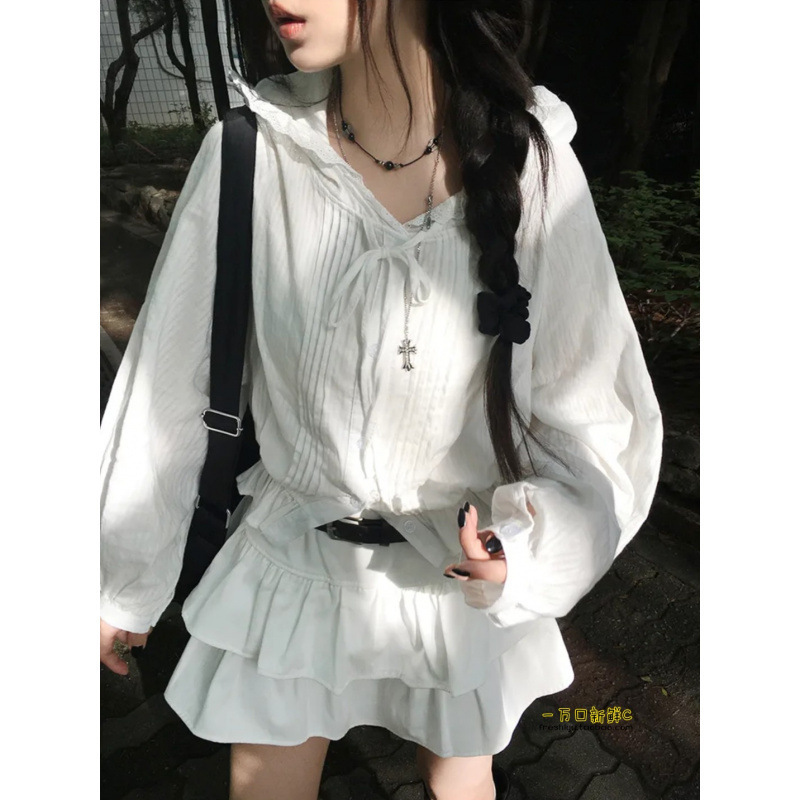Korean Chic Summer French-Style Design Elastic Waist Lace Hooded Long-Sleeve Sun Protection Shirt Jacket for Women Korean Chic Summer French-Style Design Elastic Waist Lace Hooded Long-Sleeve Sun Protection Shirt Jacket for Women