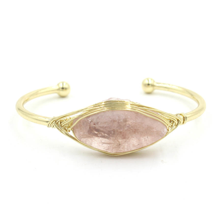 Natural Raw Gemstone Winding Crystal Simple Opening Classic Bracelet