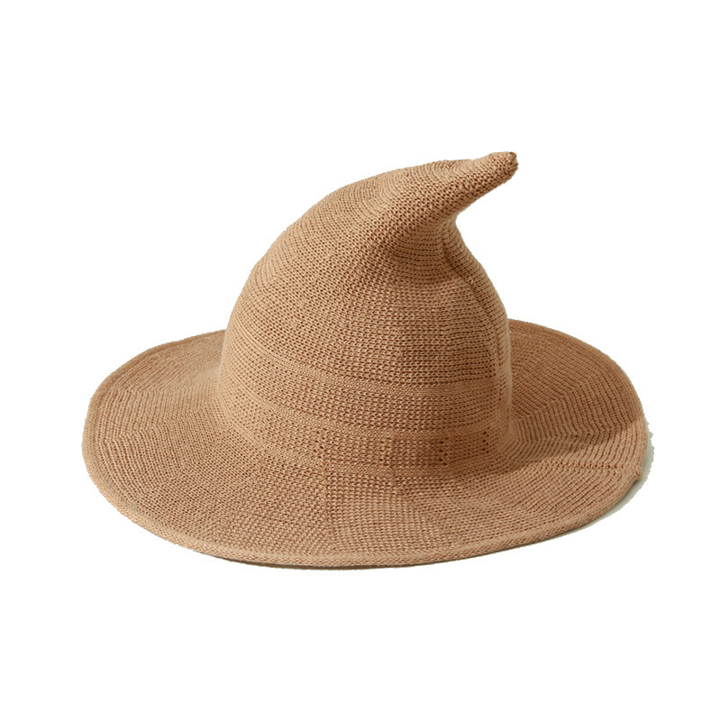 Sombrero de bruja de mujer de Halloween Sombrero de brujo de lana Primavera y otoño Nuevo estilo Sombrero de punto delgado Sombrero de pescador Sombrero de brujo divertido