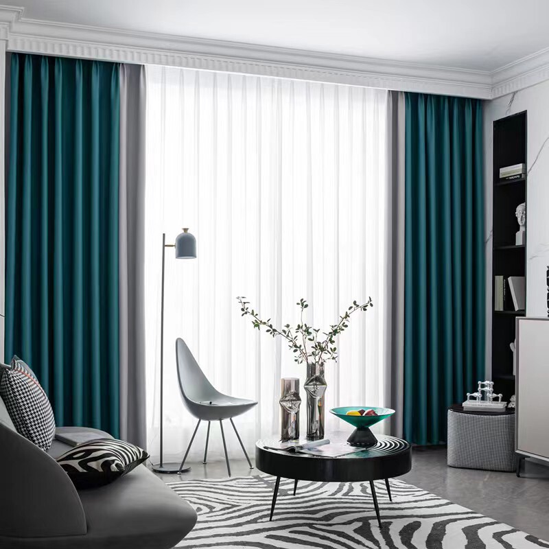 Wholesale factory curtain fabric thickened cotton and linen shading cloth living room bedroom hotel plain stitching curtain finished products Wholesale factory curtain fabric thickened cotton and linen shading cloth living room bedroom hotel plain stitching curtain finished products