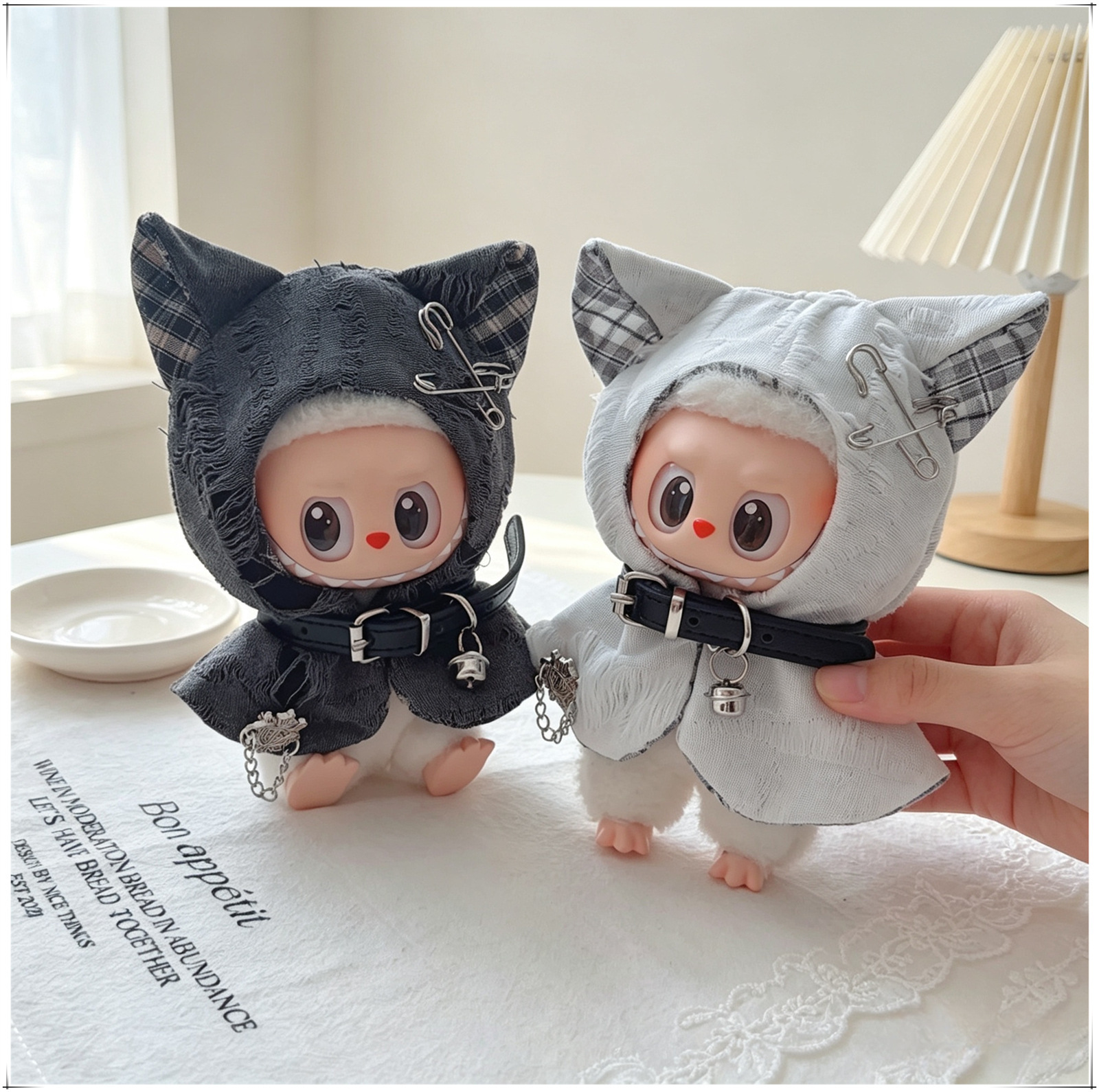 17cm Trendy Shawl Cape for Labubu 10cm Cotton Doll Clothes Kitty Mini Doll Clothes Wholesale
