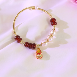 Natural Freshwater Pearl Red Agate Bracelet, Zodiac Year Guardian Good Luck Bracelet, High-End Chinese Style Bracelet Gift
