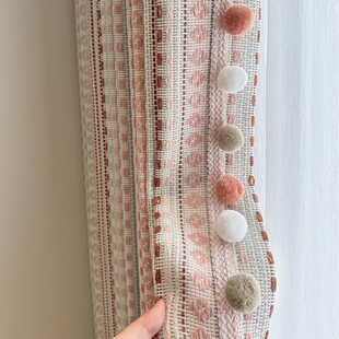 Little Red Book Same Style Dopamine Stripe Curtain Shading 2024 New Style Bedroom Advanced Sense Children Curtain Cream