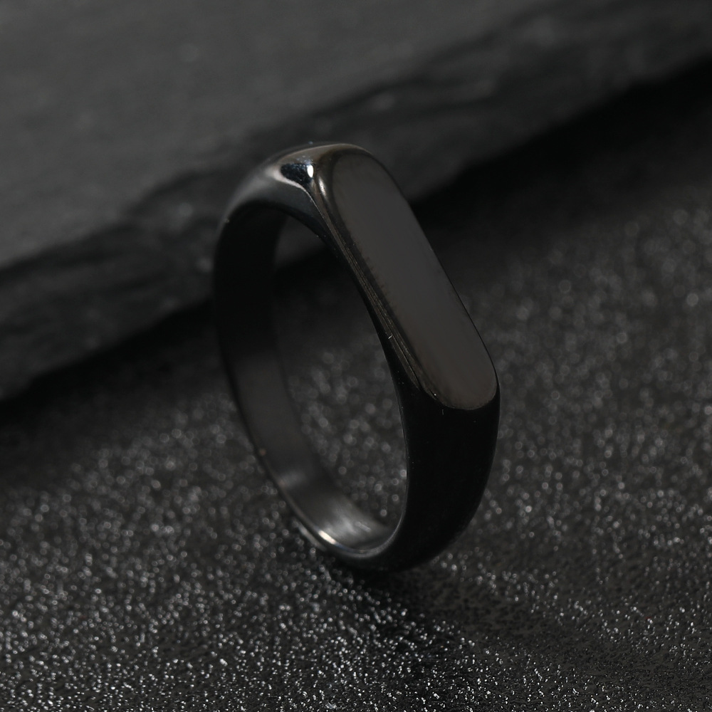 1 Piece Quantity Outdoor, Shopping Occasion Titanium Steel Material Gothic Cool Style Geometric Customization Laser Engraving Solid Color Titanium Steel Plating Men's Rings Men Signet Rings