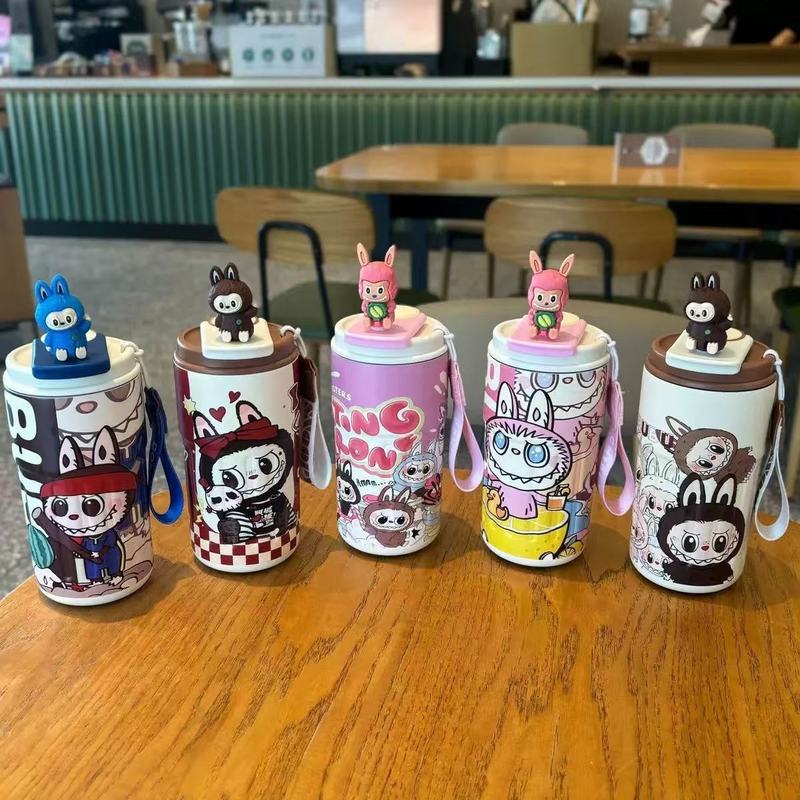 国境を越えた人気の漫画ステッチ人形パターンコーヒーカップストローカップステンレス鋼魔法瓶カップ高価値ウォーターカップ|undefined