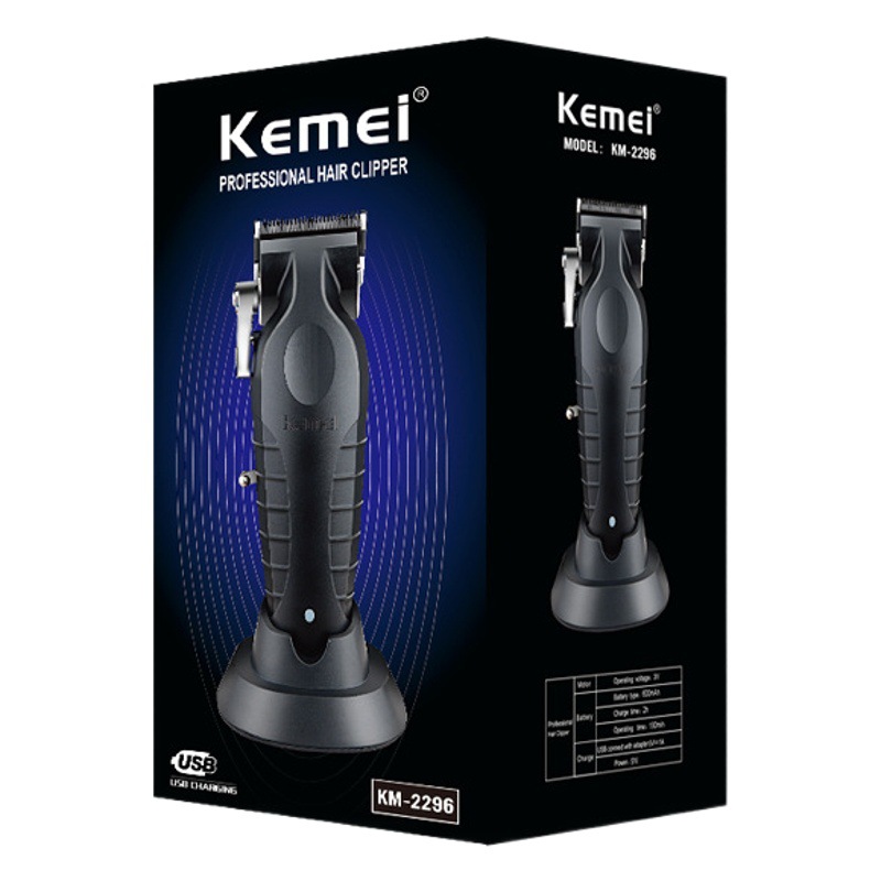 Cortadora de Pelo Eléctrica Kemei KM-2296 con Base, Cortadora de Pelo USB con Cabezal de Aceite, Cortadora de Pelo Eléctrica, Cortadora de Pelo Profesional para Salón de Belleza.