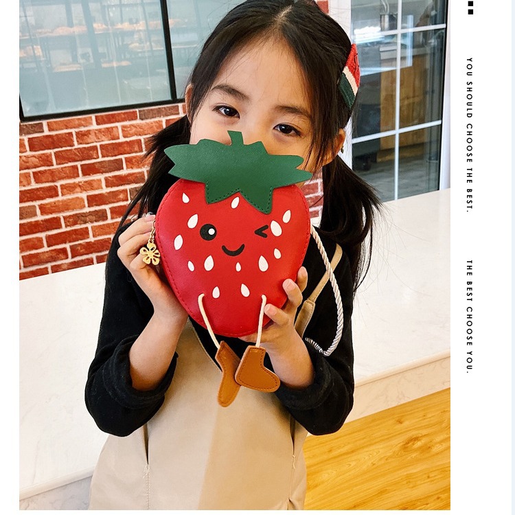 2020 nuevo estilo coreano Lindo bolso de hombro de fresa mini moda estilo coreano monedero de los niños de moda Lindo bolso de mensajero