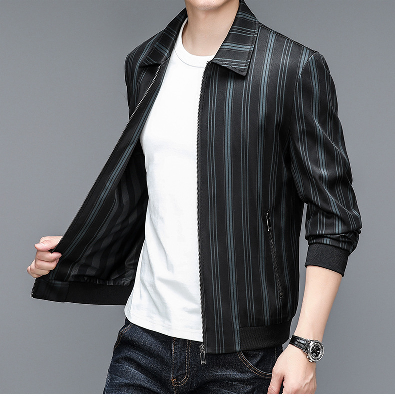 Men's Casual Lightweight Baseball Bomber Jacket With Lapel Collar_voghion.com