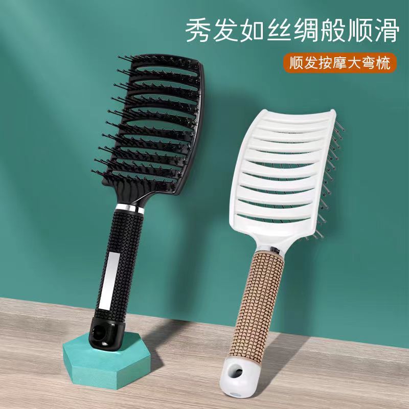 Yuki rojo flojo peinado de cabello de estilo de cabello sincronizado peinado de costilla de masaje portátil de cerdas de cerdo para hombres y mujeres