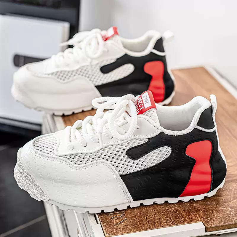 Новая летняя мужская обувь, популярная уличная обувь в одном стиле, белые туфли на высокой подошве и толстой подошве, молодежная дышащая повседневная обувь