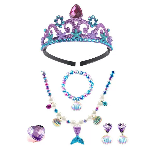 Mermaid purple crown + hair accessories five-piece set