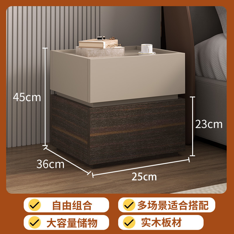 [원목 침대협탁] 카키 + 스모크 컬러