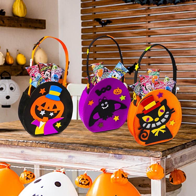 跨境无纺布糖果袋 鬼节毛毡手提南瓜袋 礼品袋立体万圣节装饰道具
