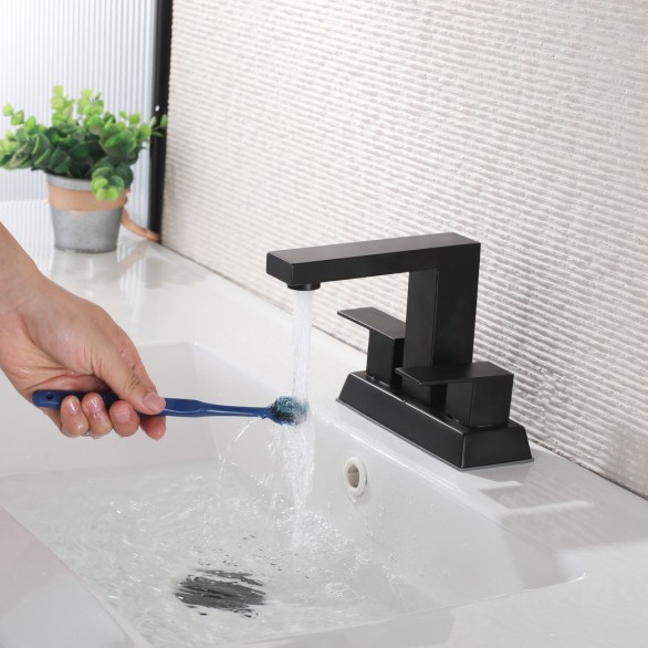 Cuatro pulgadas transfronterizas doble manija doble abierto grifo de lavabo frío y caliente lavabo de baño lavabo de baño