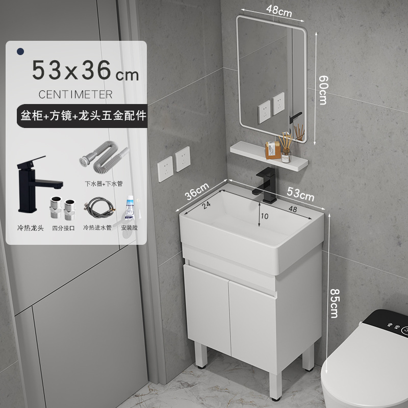 gabinete de baño de madera sólida tipo pequeño gabinete de lavabo tipo suelo combinado en lavabo cerámico pequeño tamaño lavabo