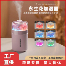新款跨境永生花加湿器USB便携式空气补水雾化花朵迷你车载加湿器