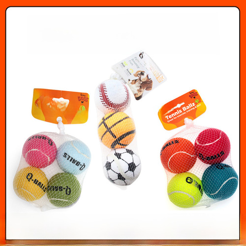 Q-monster dog sports tennis set four-color sound bouncy ball basketball football dog toy