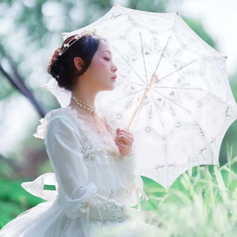 蕾丝伞欧式复古舞蹈伞婚纱摄影道具白色工艺伞洛丽塔装饰伞