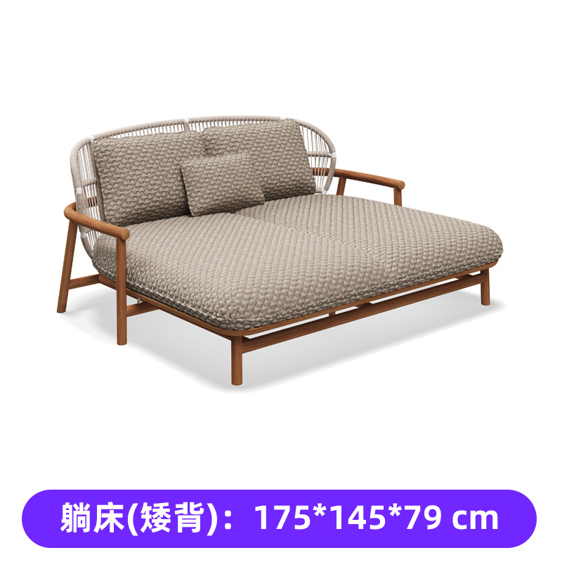 Sofá de madera maciza al aire libre Villa patio jardín impermeable silla de caña ocio muebles balcón sofá creativo