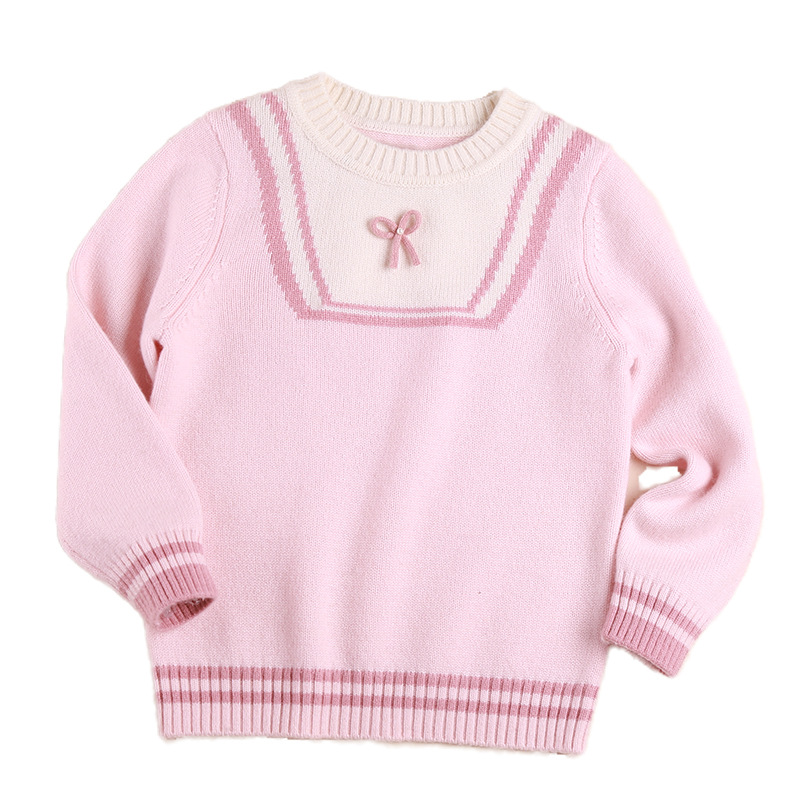 One-piece delivery of sheep and sheep new children's cashmere sweater baby pink bow Princess sweater sweater
