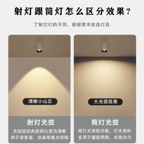 LED surface-mounted spotlights, adjustable angle, folding, anti-glare, high CRI, entrance, aisle, restaurant ceiling lights, track lights