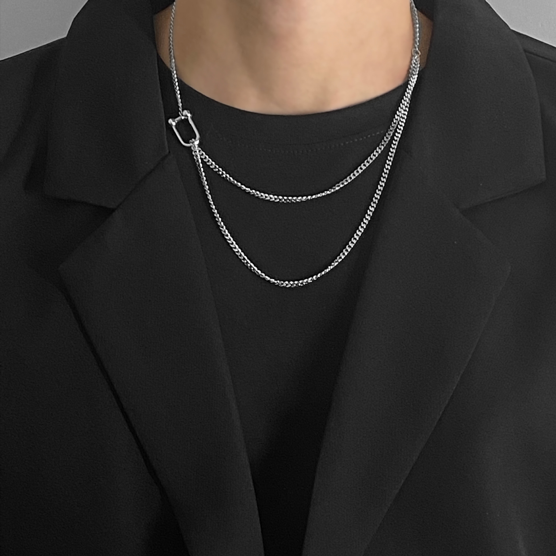 1 Piece Quantity Daily Occasion Retro Classic Style U Shape Titanium Steel Polishing Men's Necklace Men Chain Necklaces