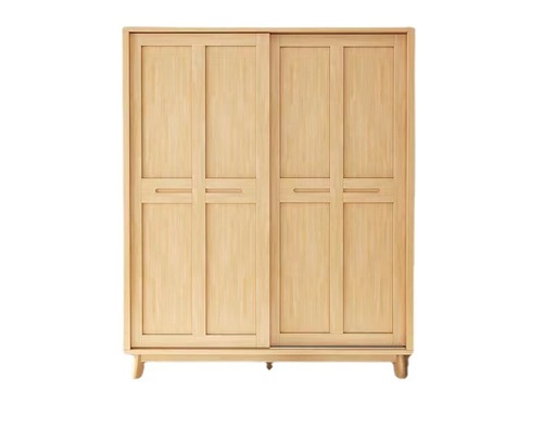 Nordic solid wood wardrobe modern minimalist bedroom sliding door storage cabinet home small apartment sliding door storage closet