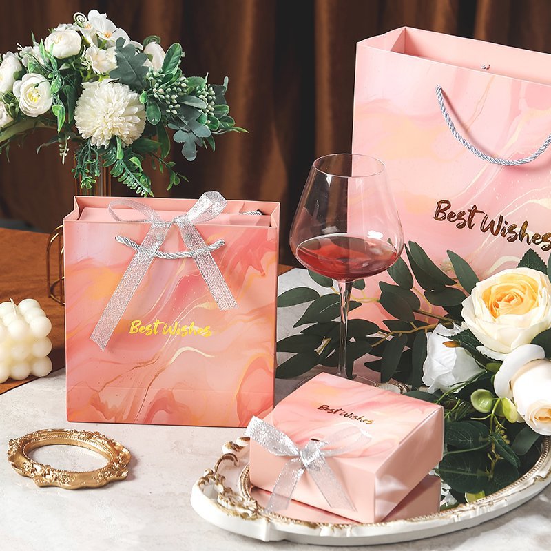 闻派复古质感高级礼盒包装盒鎏金精美感送男女生日礼物空盒手提袋