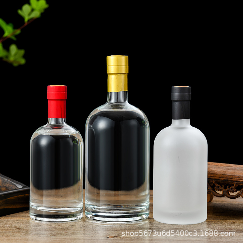 Embalaje de vino vodka vacío botella de vino de fruta vidrio transparente engrosado botella de vino de hielo esmerilado caja de regalo de embalaje de vino blanco