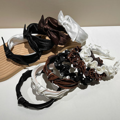 韓國珍珠褶皺高顱頂發箍公主范荷葉邊頭箍氣質打結壓發蝴蝶結髮飾