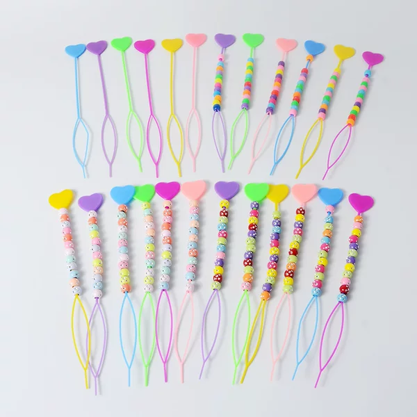 Heart-Shaped Hair Threading Needle for Children's Braiding and Beading Styling Tool, Cute Heart-Shaped Hair Threading Stick and Needle