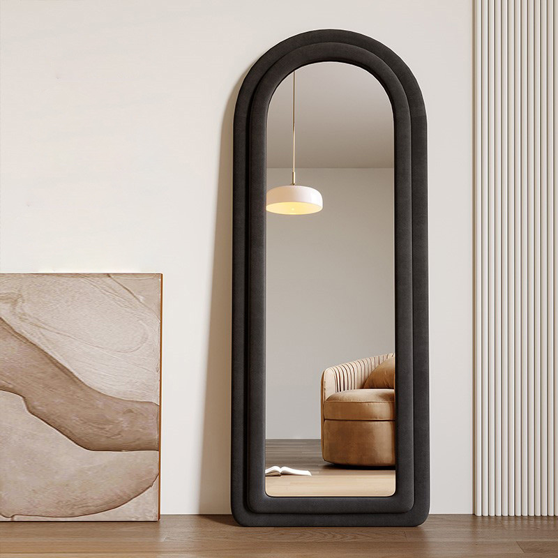 Espejo de cuerpo entero para el hogar Espejo de cuerpo entero para colgar en la pared Dormitorio de niña Sala de estar Red Celebridad Retro Francés Arco Retro Espejo de piso