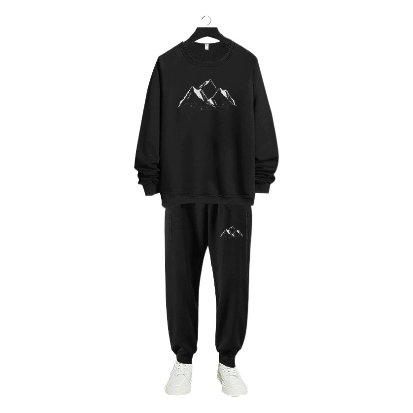 DW1005-DK2005 Очень большой размер 400 кг спортивный хлопковый костюм толстый свитер брюки мужские осенне-зимние флисовые подкладки плюс