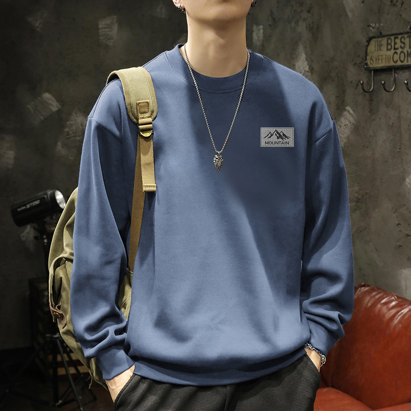 Suéter de cuello redondo de primavera y otoño para hombres con una camisa de moda americana de invierno y otoño suelta chaqueta de estilo de puerto