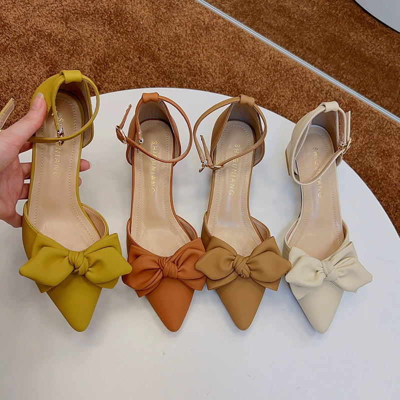 6807-33 Босоножки с закрытым носком 2023 летние новые летние 32 на маленьком каблуке 33 женские туфли маленького размера однослойные туфли